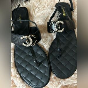 Chanel Leather Authentic Sandal with Box Eu 41
